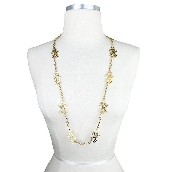 Chanel Rare Vintage Gold Plated CC Letter Long Necklace As Seen on Miley Cyrus - Picture 3 of 6